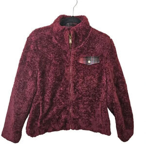 Pendleton Women's Fuzzy Zip Jacket‎ - Dark Red Size Medium